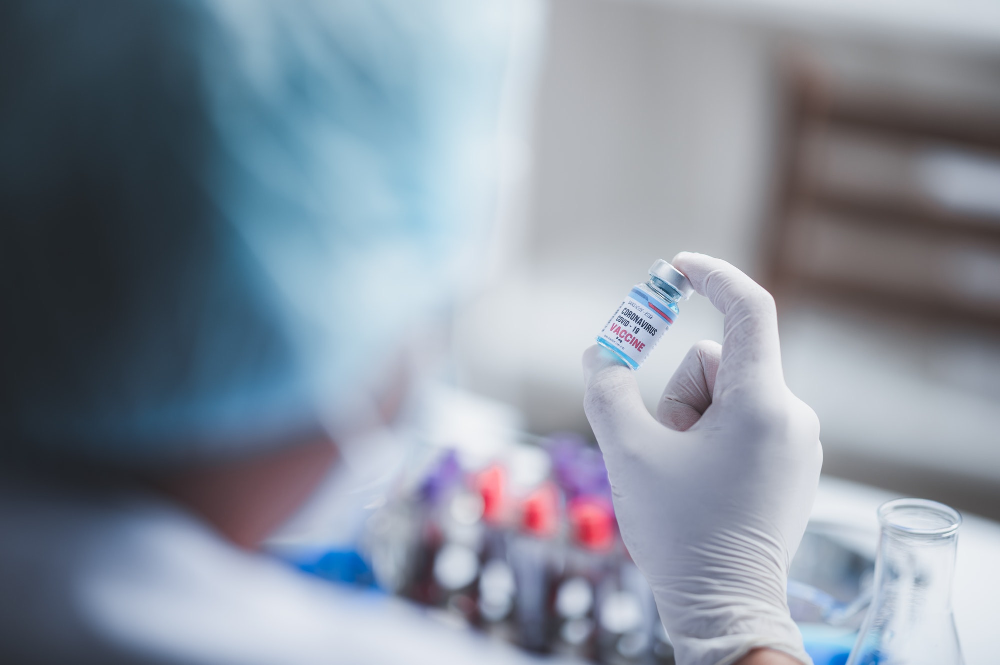 fight against COVID-19, coronavirus vaccine research in hospital laboratory